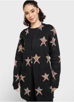 Star Intarsia Longline Cardigan
