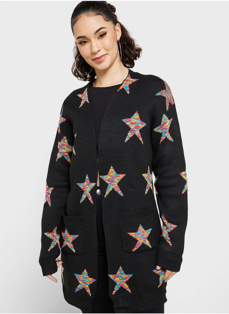 Ginger - Star Intarsia Longline Cardigan - Image 1
