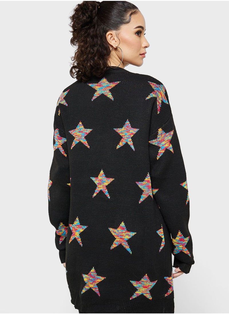 Ginger - Star Intarsia Longline Cardigan - Image 1