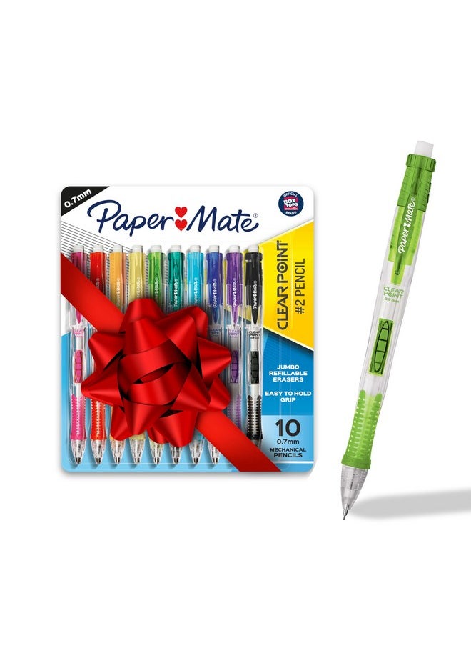 بيبر ميت أقلام رصاص ميكانيكية شفافة من Paper Mate، 0.7 مم، رصاص HB #2، قلمان رصاص، مستلزمات مدرسية، مستلزمات مدرسية، أقلام رسم، أقلام تخطيط، ألوان برميلية متنوعة، 10 قطع  - Image 1