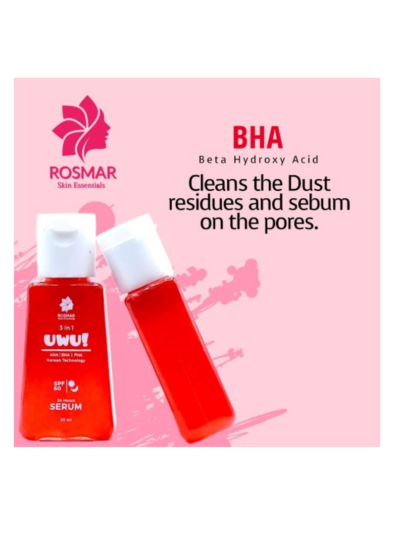UWU 3 in 1 AHA BHA PHA Serum with SPF 60