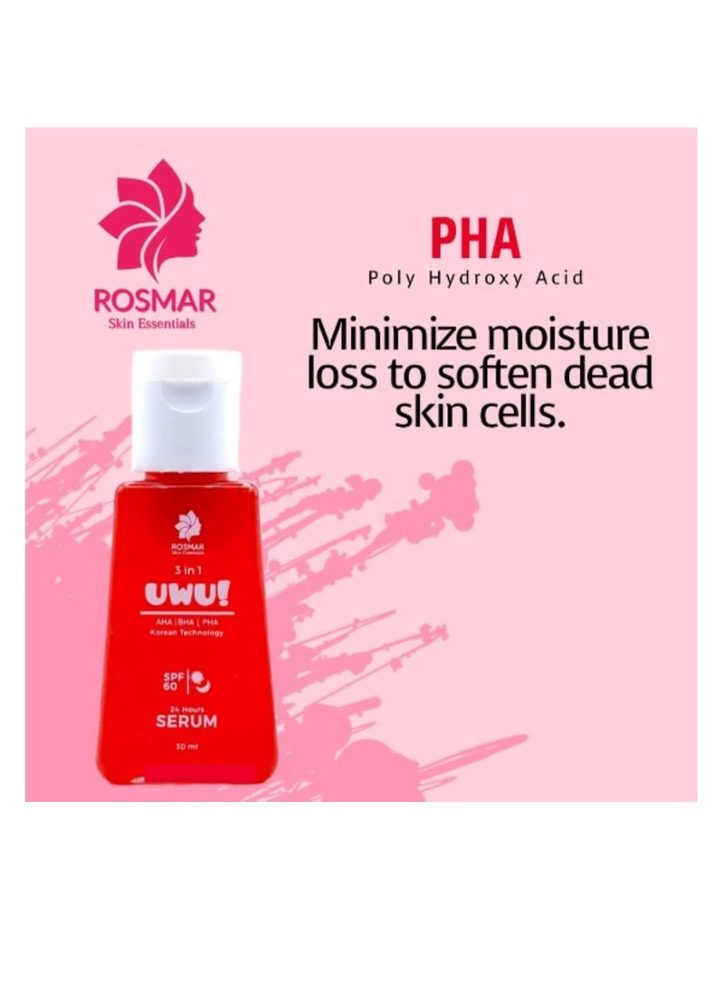 UWU 3 in 1 AHA BHA PHA Serum with SPF 60