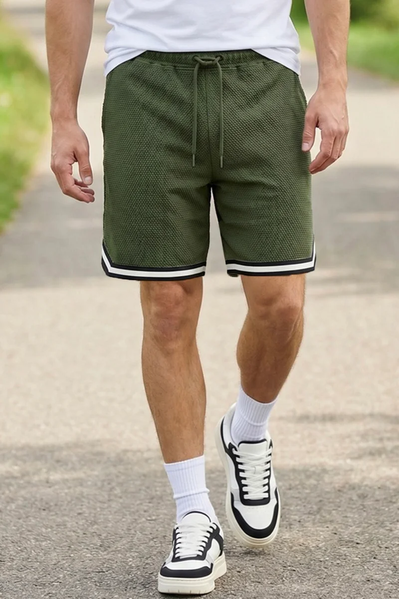 نوبيرو Nobero Popcorn Textured Shorts | Men’s Shorts | Oversized Fit | 280 GSM 100% Cotton Popcorn Knit | Textured Knit Comfort | Elasticated Drawcord Waist + Welt Pockets | Available in 5 Colours