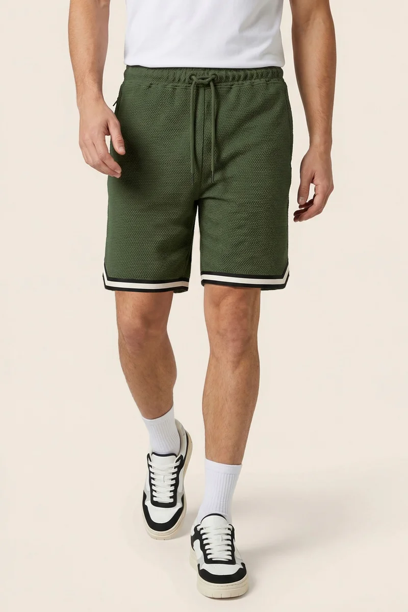 نوبيرو Nobero Popcorn Textured Shorts | Men’s Shorts | Oversized Fit | 280 GSM 100% Cotton Popcorn Knit | Textured Knit Comfort | Elasticated Drawcord Waist + Welt Pockets | Available in 5 Colours