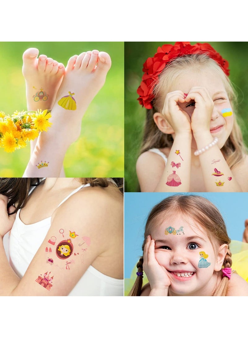 ORAINBOW Glitter Princess Temporary Tattoos for Kids Bulk 15 Sheets Girls Shinning Birthday Party Favor Gift Children Body Decorations Crown Unicorn Butterfly Dress Tattoos - Image 4