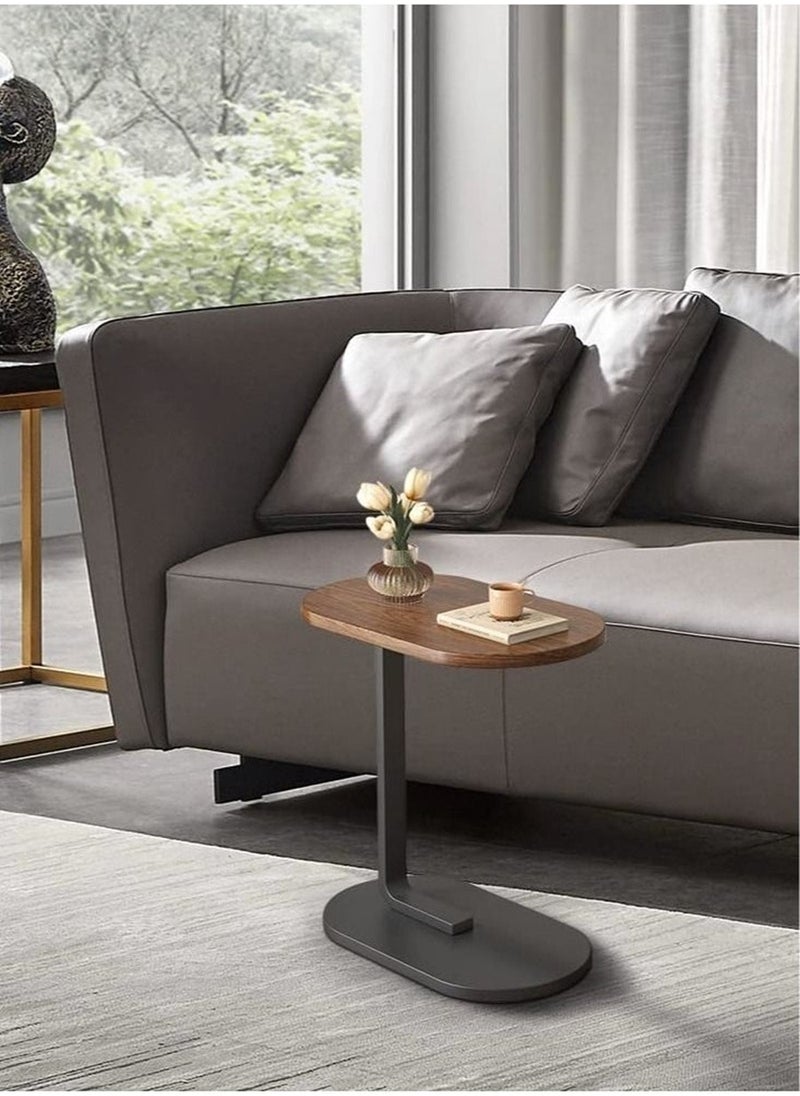 Small Side Table, C Shaped End Table for Sofa and Bed, TV Tray Table with Metal Frame for Couch, Living Room, Bedroom 45*30*63CM