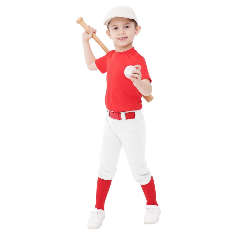 QBK Toddler Baseball Pants Youth Softball Pants Kids Tee Ball Pants for Boy Girl White 8-9Y - Image 1