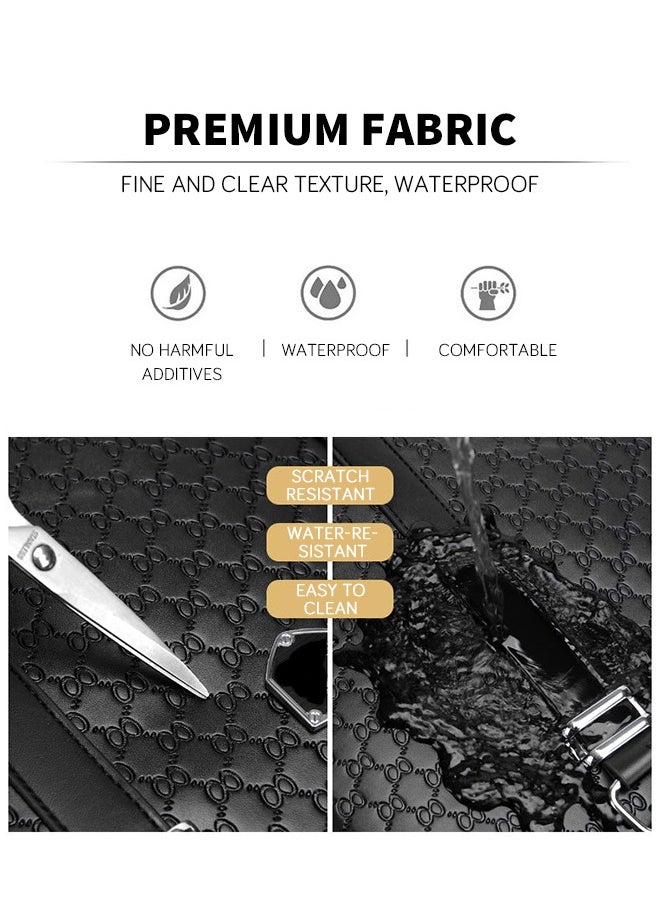 roaiss - Classic Briefcase Textured Leather Laptop Messenger Bag for Men Travel Business Black - Image 1