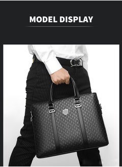 roaiss Classic Briefcase Textured Leather Laptop Messenger Bag for Men Travel Business Black  - Image 2