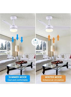 Arabest Modern 36 Inch White Ceiling Fan with Light, Remote Control, Reversible Blades - Quiet Motor for Living Room, Bedroom, Patio, Dining Room  - Image 4