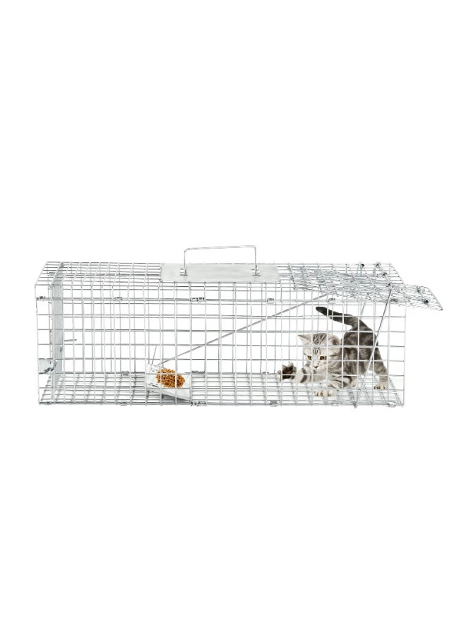 Large, humane live animal cage trap, suitable for stray cats, small dogs, bobcats, beavers, groundhogs, and animals of similar size. Dimensions: 65×26×24 cm - Image 4