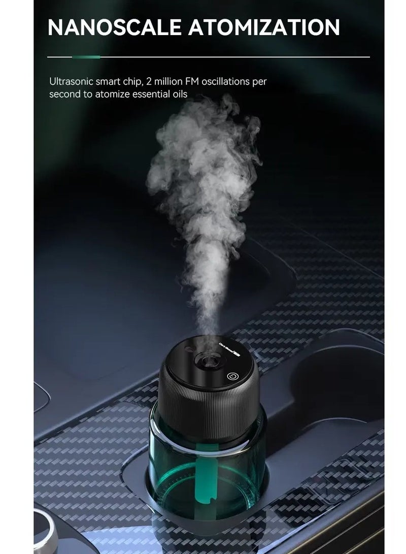130ml ستار توب لايت عطر سيارة زجاجي كبير السعة – جهاز ترطيب وتنقية هواء يعمل باليو إس بي للسيارات، المنزل، المكتب | مع تقنية الموجات فوق الصوتية، إغلاق تلقائي، ووضعين للرش – هدية مثالية للاسترخاء وانتعاش الجو - Image 3