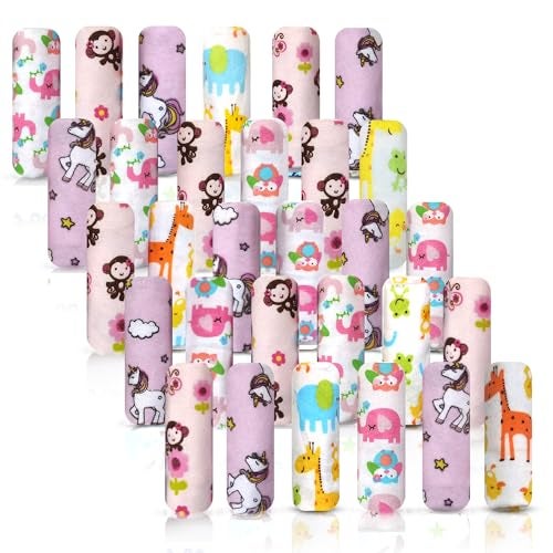 Omilion Baby Washcloth – 30 Pack of Flannel Newborn Washcloths – 100% Cotton - Fun, Colorful Designs – Reusable – Washable – 7x10 Inch Infant Washcloth Set - Image 1