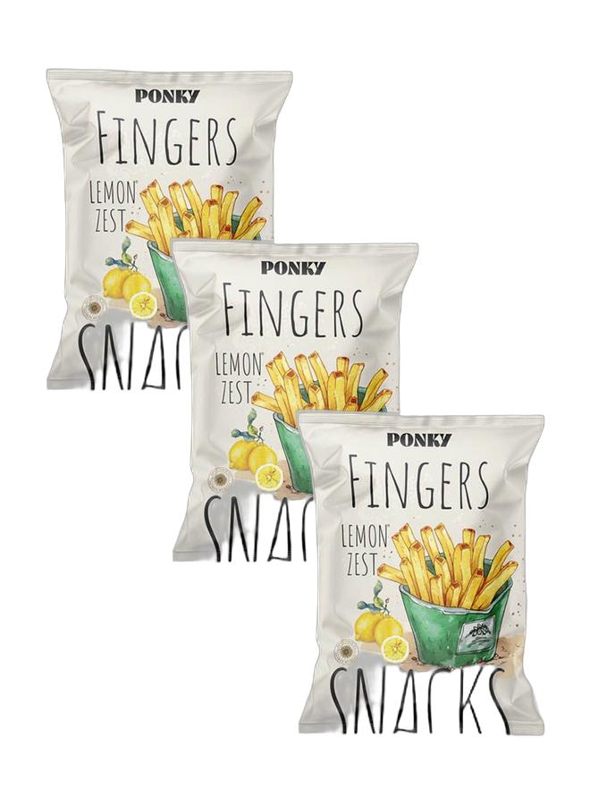 Ponky Lemon Zest Fingers Snacks - 60 grams (Pack of 3) - Image 1