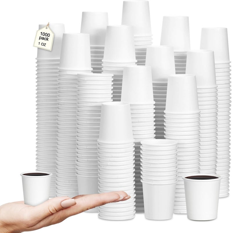 Jingmore 1000 Pcs 1 oz Mini Coffee Paper Cup Disposable Espresso, White - Image 1