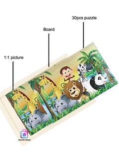 DECOR SOUQ 30-Piece Wooden Jigsaw Puzzle with Sturdy Board - Engaging Animal Wild Safari Forest Theme for Toddlers & Preschoolers Featuring Lion, Elephant and So on - Develops Problem-Solving, Fine Motor Skills & Creativity - Durable, Eco-Friendly Material for Long-Lasting Use - Fun & Educational Toy for Early Learning - Ideal for Kid's Playtime & Gift Ideas - Bright, Colorful Design for Cognitive Stimulation - Perfect for Home, Classrooms or Travel - Encourages Interactive, Screen-Free Activities - Enhances Hand-Eye Coordination & Early Development - Children Toys - Kids Toy - Puzzles - Limited Stock  - Image 4
