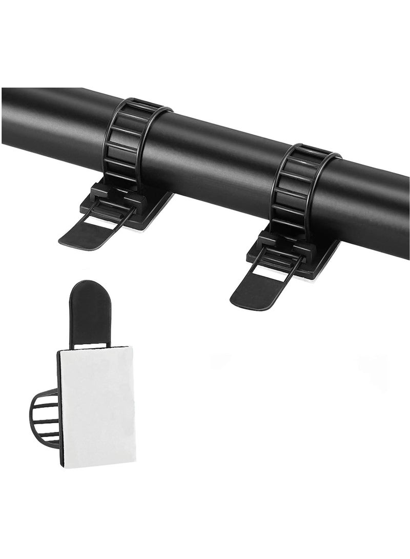 Adhesive Cable Management Clips, Adjustable Nylon Cable Strap Ties Wire Clamps Organizer with Strong Adhesive Tape, Extra Screw & Hole for Strong Fixation Home Office - 3.55 Inch Black 50 Pcs  - Image 1