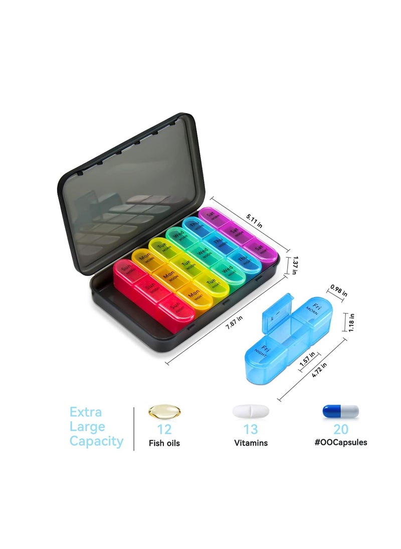 Generic - Weekly Pill Organizer 3 Times A Day, 7 Day Pill Box Large Compartments Moisture-Proof Pill Case, Daily Portable Travel Morning Noon Evening Pill Container, for Fish Oils, Vitamins, Supplements - Image 1