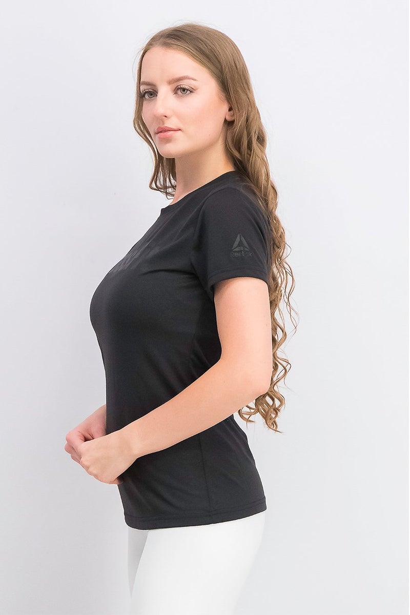 Reebok Women Sportswear Fit Short Sleeve Training Top, Black - Image 3