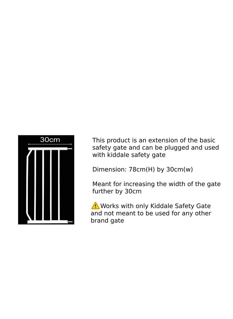 Kiddale Kiddale Metal Safety Gate Accessory Extension (300Mm/30Cm/12 Inch) and Height 77 cm-white  - Image 5