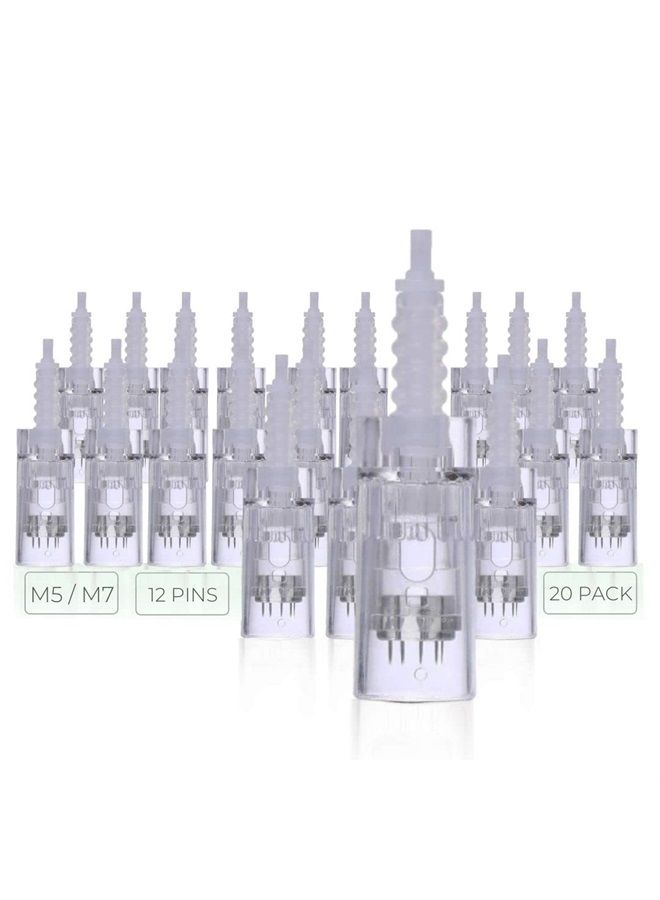 ModiX Dr. Pen Ultima M5 M7 Replacement Cartridges - (20 PACK) - 12 Pins (0.25mm) Bayonet Slot - Disposable Replacement Parts - Image 1