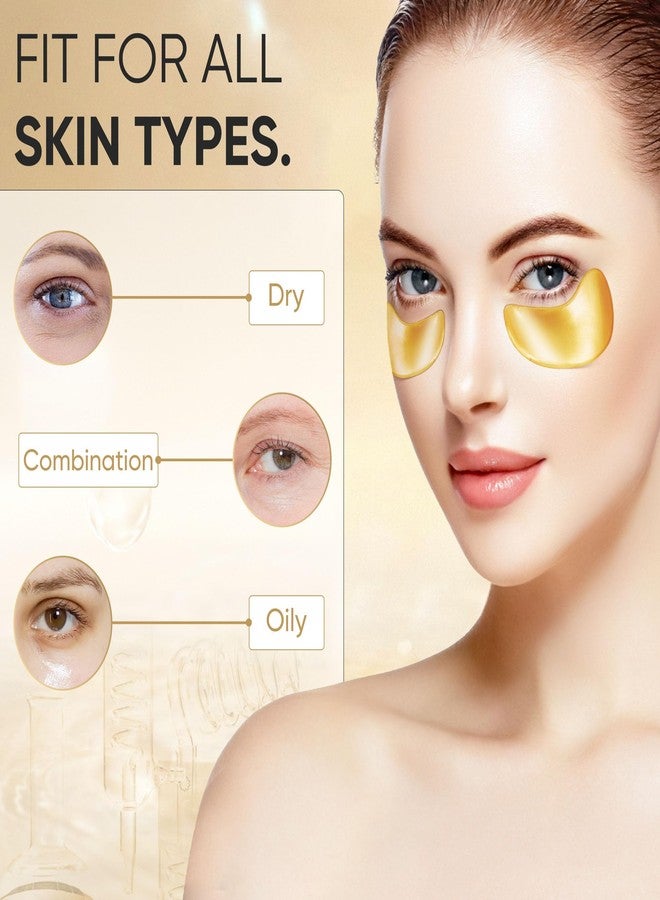 Bukamkom ٢٠ قطعة/١٠ أزواج من لصقات العين الذهبية للهالات السوداء، وانتفاخ العينين، والتجاعيد، قناع عين من الذهب عيار ٢٤ قيراطًا للوجه، كريم للعين للرجال والنساء - Image 3