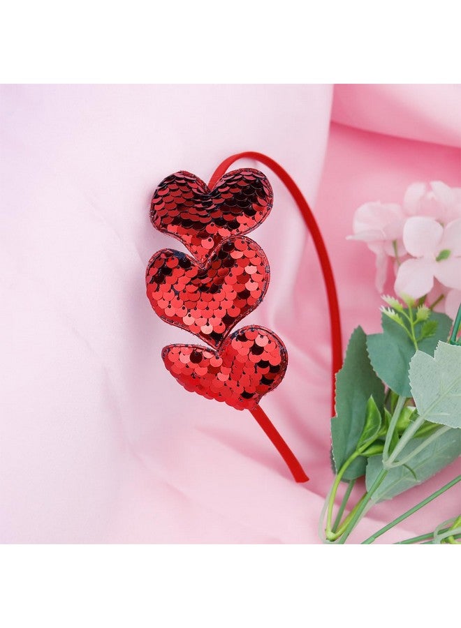 Doneace Valentine'S Day Heart Headband, Red Sequin Love Hair Band Hoop Glitter Heart Hair Accessories Valentine Headdress Decoration For Women Girls Anniversary New Year Weddings Festival Party Gift - Image 5
