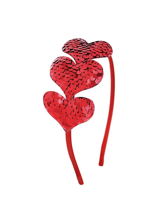 Doneace Valentine'S Day Heart Headband, Red Sequin Love Hair Band Hoop Glitter Heart Hair Accessories Valentine Headdress Decoration For Women Girls Anniversary New Year Weddings Festival Party Gift - Image 1