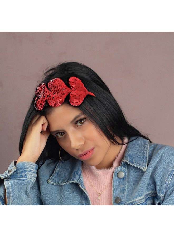 Doneace Valentine'S Day Heart Headband, Red Sequin Love Hair Band Hoop Glitter Heart Hair Accessories Valentine Headdress Decoration For Women Girls Anniversary New Year Weddings Festival Party Gift - Image 3
