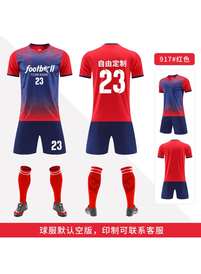 Children's Football Jersey Summer Short-Sleeved Sports Team Uniform Printed Jersey - Red