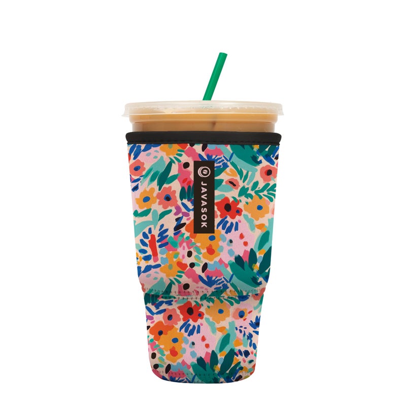 Sok It Java Sok Iced Coffee & Cold Soda Insulated Neoprene Cup Sleeve (Abstract Floral  XLarge: 38-42oz) - Image 1