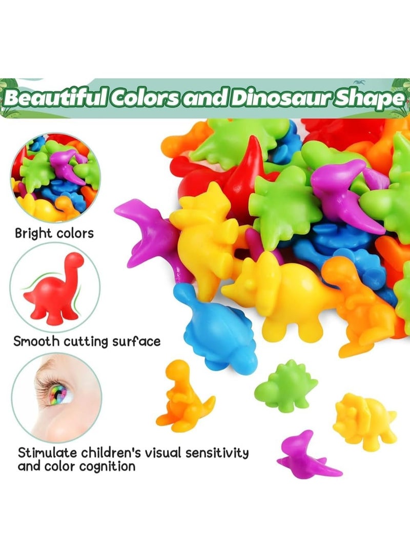 LIMOS 48 Pcs Counting Dinosaur Toys with Sorting Bowls – Montessori Color Matching Game for Toddlers 1-3, Preschool Math Sensory Toys for Kids 3-5, Educational Learning Tools for Boys & Girls - Image 3