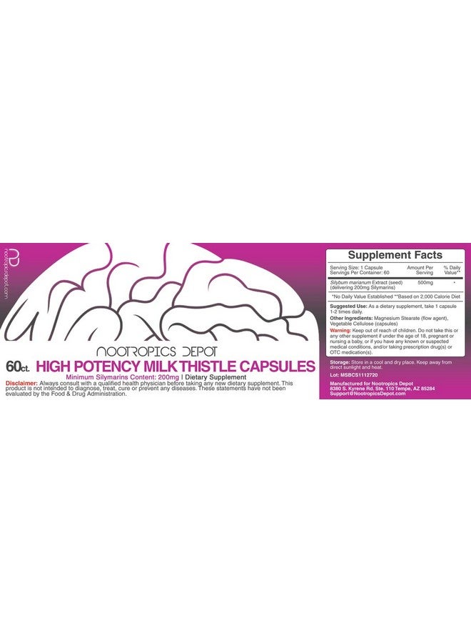Nootropics Depot High Potency Milk Thistle Extract Capsules | 200mg of Silymarins from Silybum marianum | 60 Count - Image 2