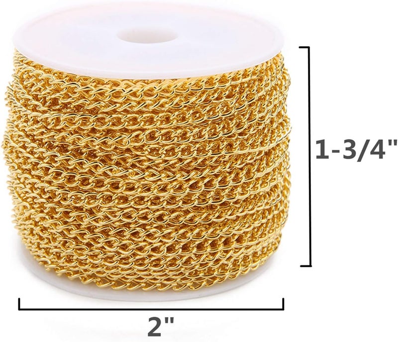 SWTool 60 Feets /20 Yards Metal Gold Link Chains, Iron Bulk Curb Chain for DIY Craft Jewelry Chain Making, 2 Rolls x 10 Yards (Gold) - Image 2