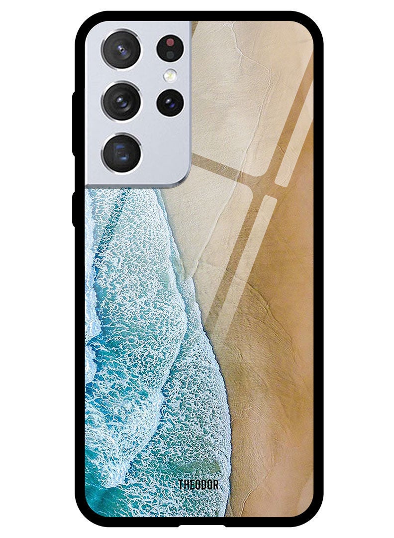 Theodor Protective Tempered Glass Case Cover Samsung Galaxy S21 ULTRA Sand And Water - Image 1