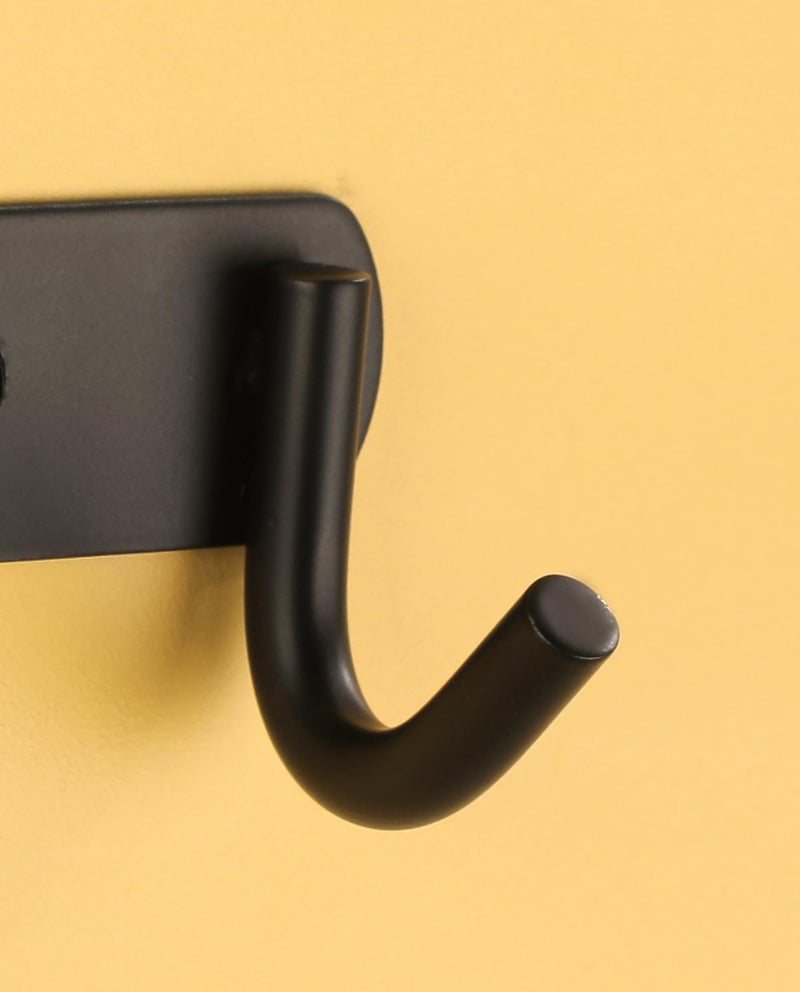 iSTAR خطافات ملابس الحمام 4 دبابيس حامل باب حائط غرفة نوم حمام خطافات رداء سكة لتعليق المفاتيح والملابس والمناشف خطاف فولاذي من الفولاذ المقاوم للصدأ (أسود عبوة من 2) - Image 3