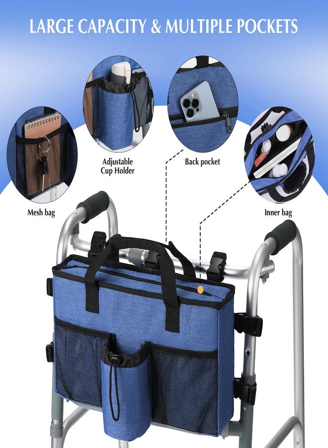 CLEKEGBAG Walker Accessories for Folding Walker with Cup Holder,Pocket, Organizer Carry Storage Pouch Bag Buckle (Blue) - Image 4