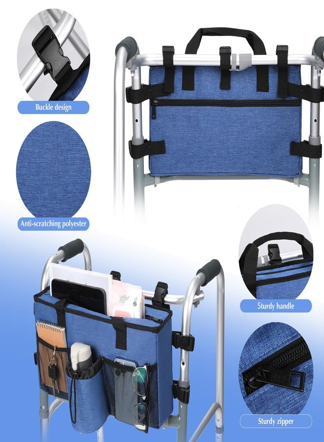 CLEKEGBAG Walker Accessories for Folding Walker with Cup Holder,Pocket, Organizer Carry Storage Pouch Bag Buckle (Blue) - Image 3