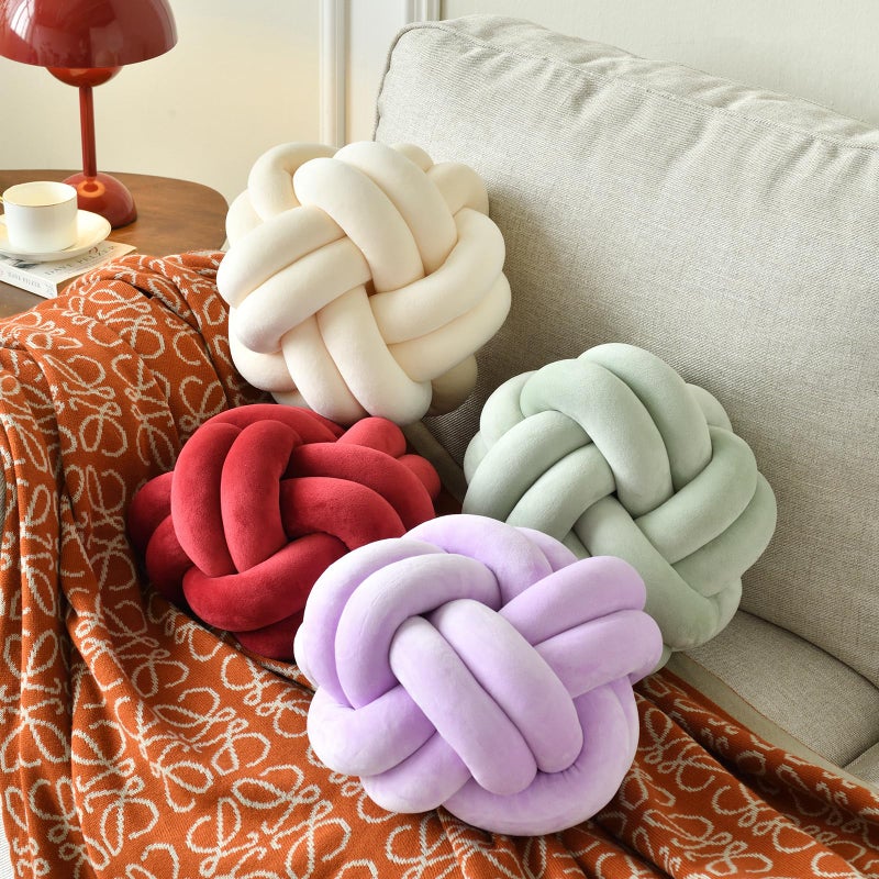 VBGYA KNOT BALLOW BALLOW ROUND DISCITITION TROW الوسائد وسادة 8 بوصة أرجواني ناع - Image 3