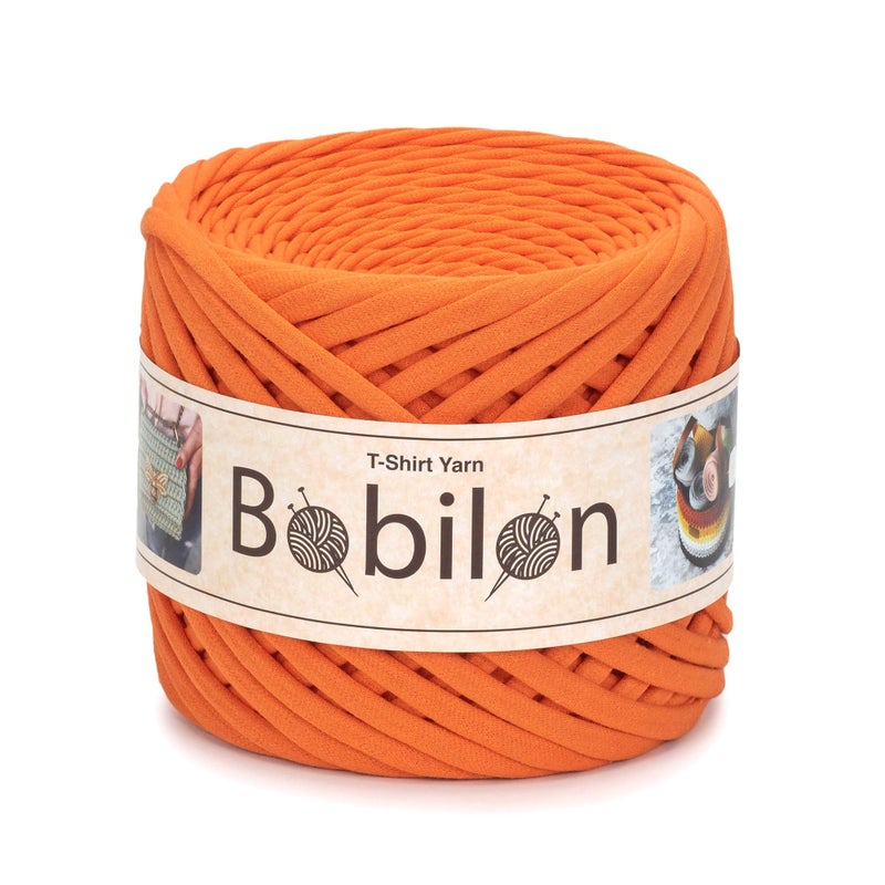 Cotton TShirt Yarn 57 mm Jersey Ribbon for Crochet Knitting Macrame DIY Crafts 110 Yards Soft Cotton for Bags Baskets Cushions Orange
