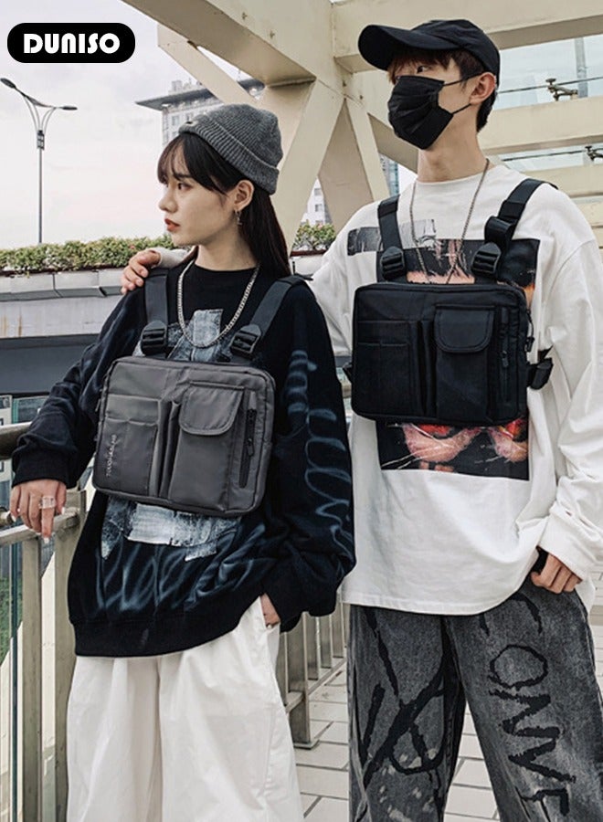 DUNISO Sports Chest Bag For Men Women, Waterproof Lightweight Front Chest Pack, Running Chest Phone Holder Pouch with Extra Storage, Tactical Vest Backpack For Workouts Running Cycling  - Image 3