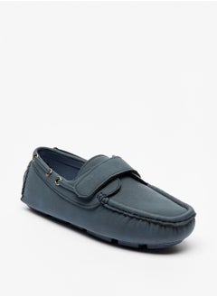 Solid Moccasins with Hook and Loop Closure