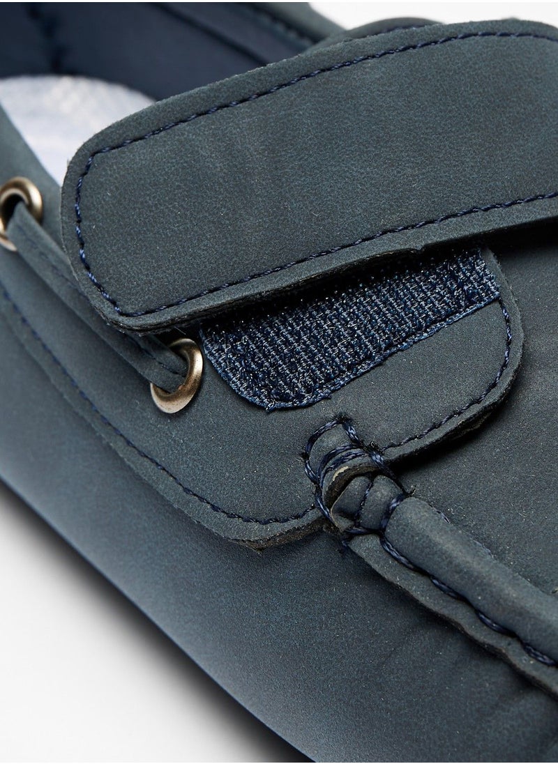 shoexpress - Solid Moccasins with Hook and Loop Closure - Image 1