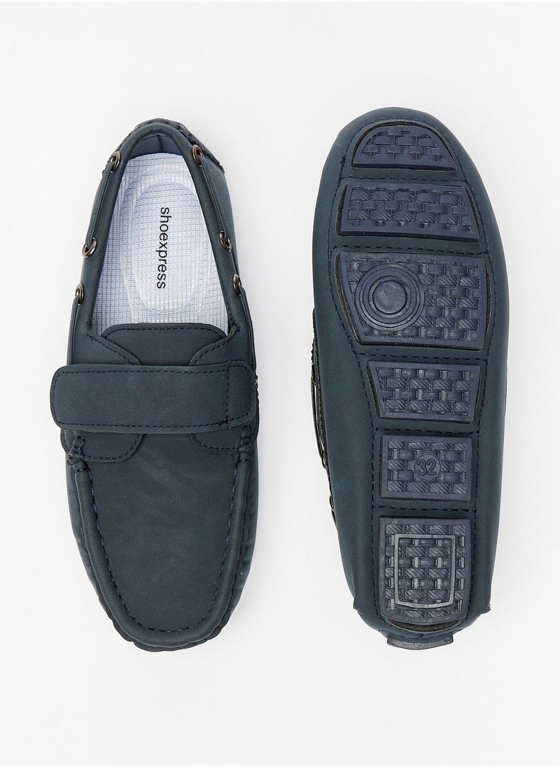 shoexpress - Solid Moccasins with Hook and Loop Closure - Image 1