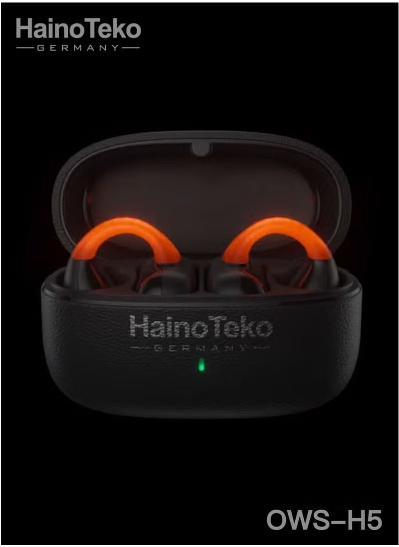 Haino Teko OWS-H5 True Wireless Bluetooth Earphones with LED Light, 20-Hour Battery Life, Touch Control, Noise Isolation, Fast Pairing – Compatible with Android Smartphones, Tablets, and All Bluetooth Devices – Stylish Black Design for Daily Use  - Image 2
