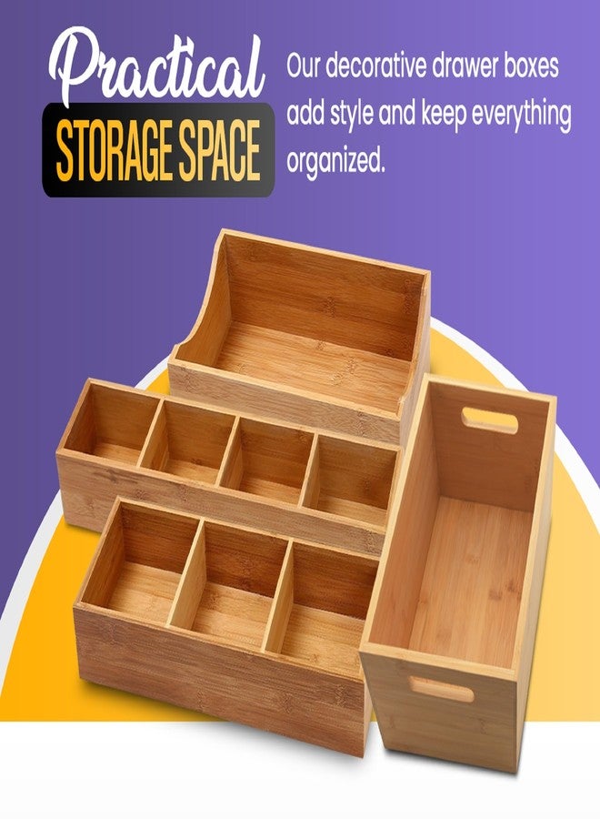 واي بي أم هوم صندوق تنظيم أدراج من الخيزران بثلاثة أقسام من YBM Home، متعدد الاستخدامات لتخزين الأغراض المتنوعة، المكتب، المنزل، المطبخ، غرفة النوم، غرفة الأطفال، الحرف اليدوية، الخياطة، والحمام، 6 × 15 × 2.5 بوصة - Image 4