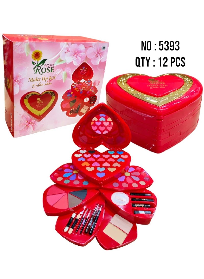 Soft multi-purpose red makeup set in one
