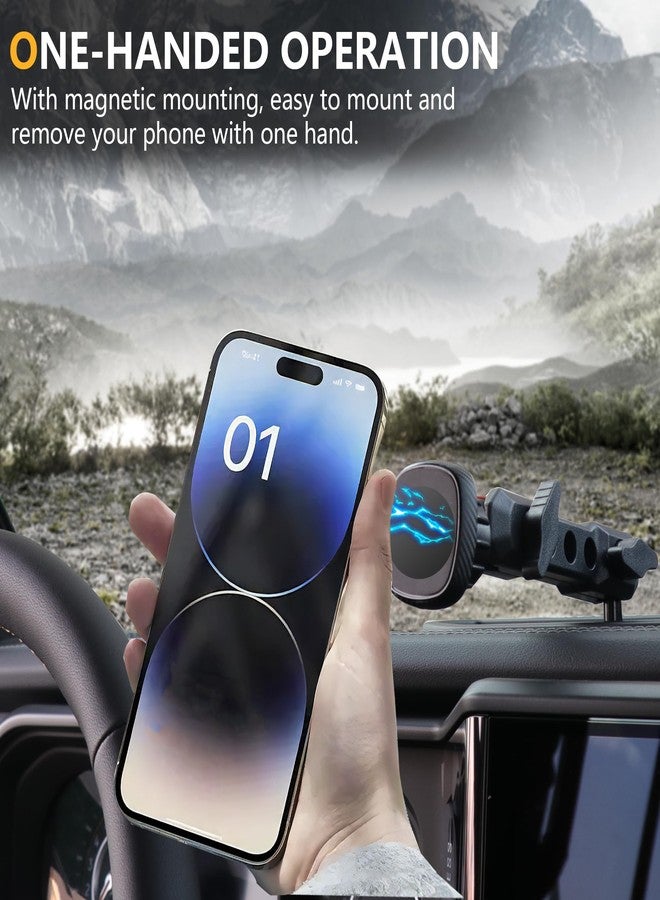 RERPRO Dash Cell Phone Mount Magnet Holder Compatible with 2024 2025 Jeep Wrangler JL 2/4 Door 4XE Interior Accessories 360° Adjustable Dashboard Smart Phone Holder 1 Set Black Magnetic - Image 2