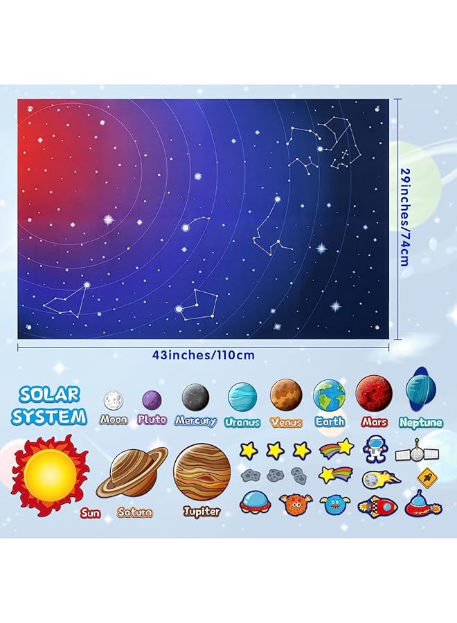 erorex 40Pcs Solar System Planets Toys Solar System Felt Board For Toddlers Felt Flannel Board Story Set For Kids 3.5 Ft Preschool Early Learning Space Toys Gift For Toddlers Solar System - Image 2
