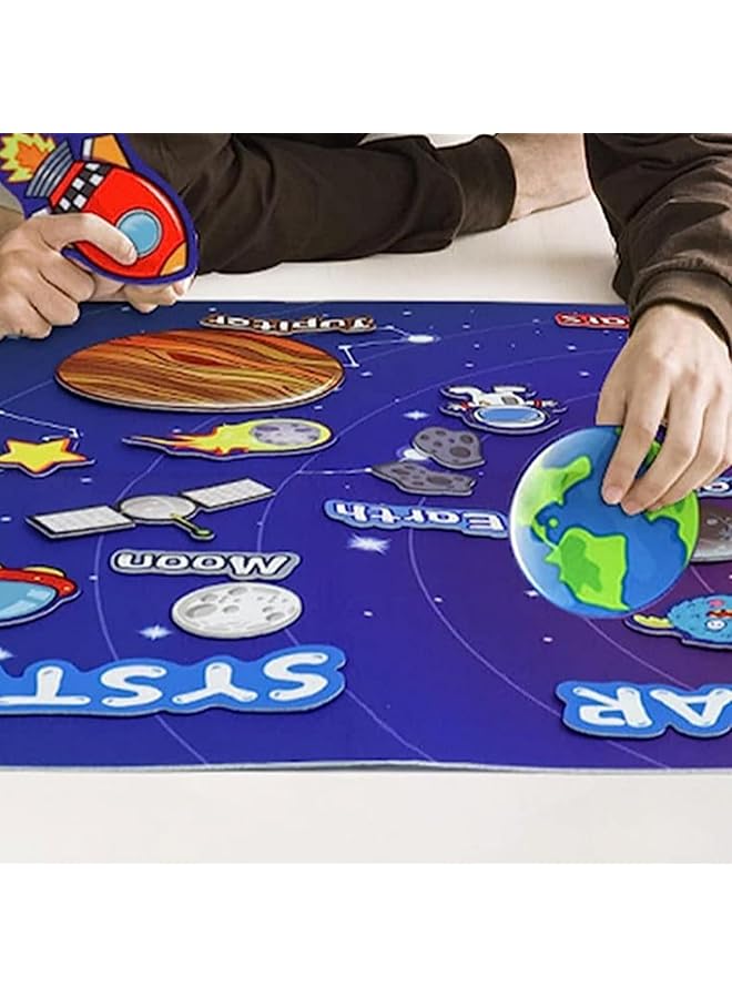 erorex 40Pcs Solar System Planets Toys Solar System Felt Board For Toddlers Felt Flannel Board Story Set For Kids 3.5 Ft Preschool Early Learning Space Toys Gift For Toddlers Solar System - Image 3